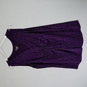 Lane Bryant Witchy Goth purple twist front polka dot top 22/24